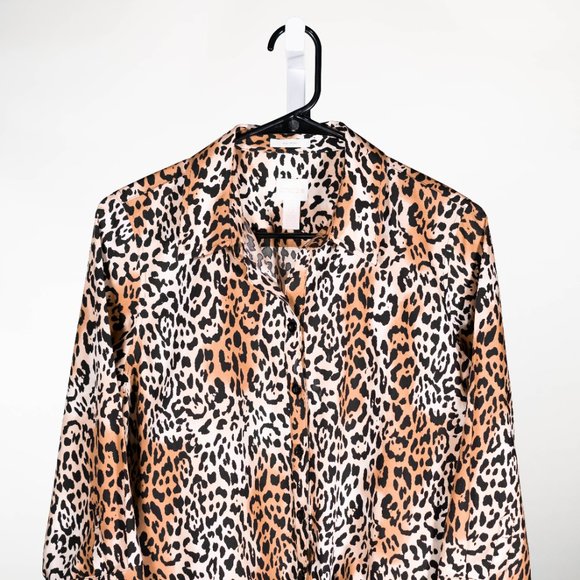Chico's Womens Shirt Button Up Animal Cheetah Print Tie Waist Crop Top 0 US S/4 - Picture 5 of 9